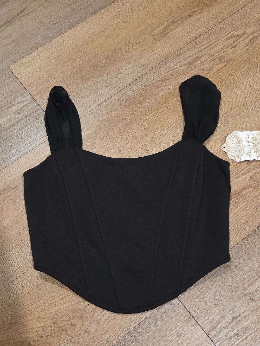 Altar'd State Black Knotted-Strap Structured Crop Top